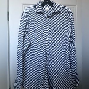 Peter Millar Dress Shirt Men’s Sz Large EUC blue white gingham print